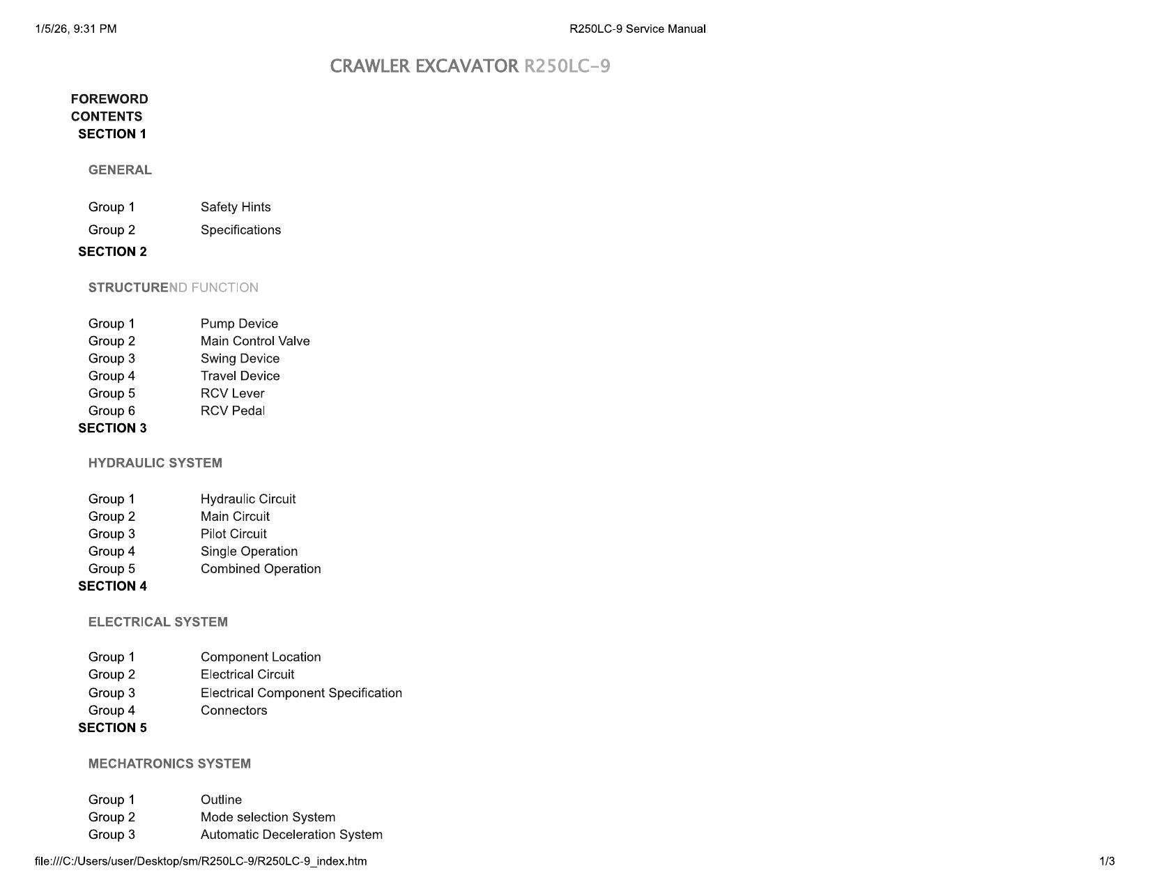 R250LC-9 Service Manual